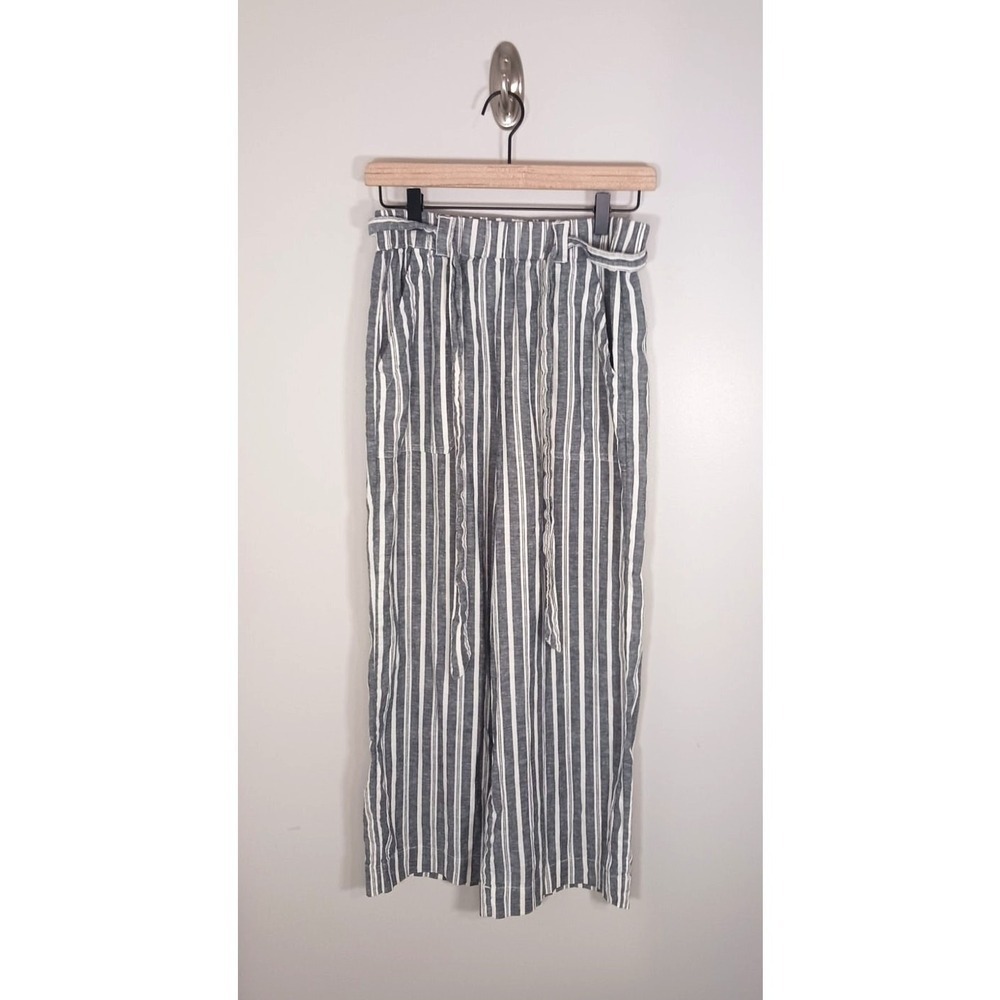 Marine Layer Hemp Tencel Striped Wide Leg Pants Small Coastal Nautical Resort